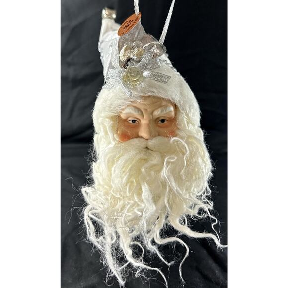 Santa’s Collection 2008 Series Santa Claus Head Ornament Silver Hat - Picture 1 of 5